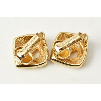 Christian Dior Earrings Vintage CD Logo Motif Rhinestone — view 2