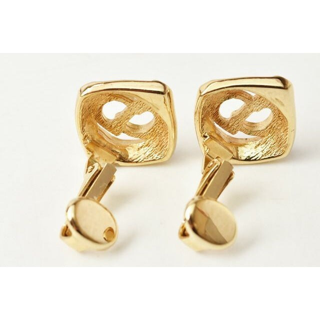 Christian Dior Earrings Vintage CD Logo Motif Rhinestone — view 3