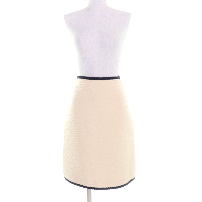 Gucci 577898 Silk Blend GG Pattern Knee Length Wool Skirt Tight Skirt Ivory