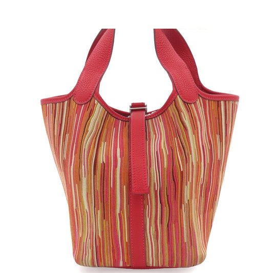 Hermes Picotin PM Rouge Vif Multicolor Silver Vibrato Togo Handbag