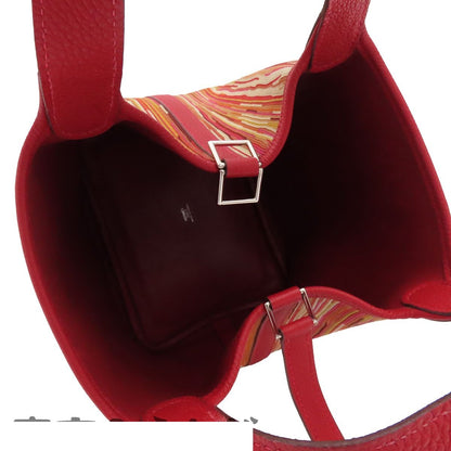 Hermes Picotin PM Rouge Vif Multicolor Silver Vibrato Togo Handbag — view 4