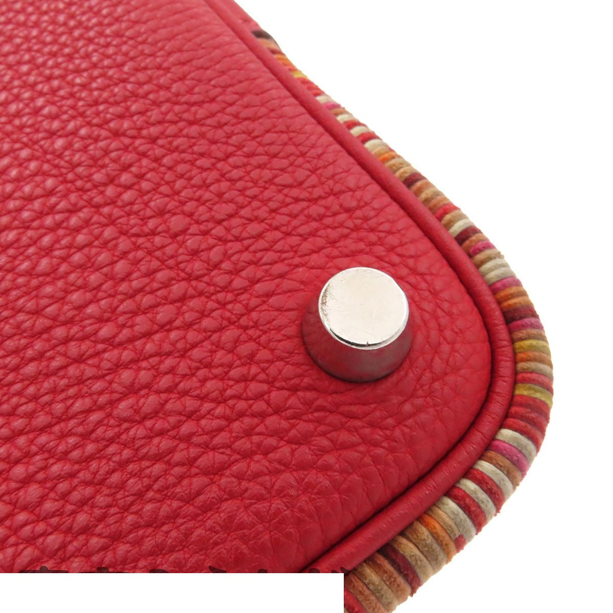 Hermes Picotin PM Rouge Vif Multicolor Silver Vibrato Togo Handbag — view 8