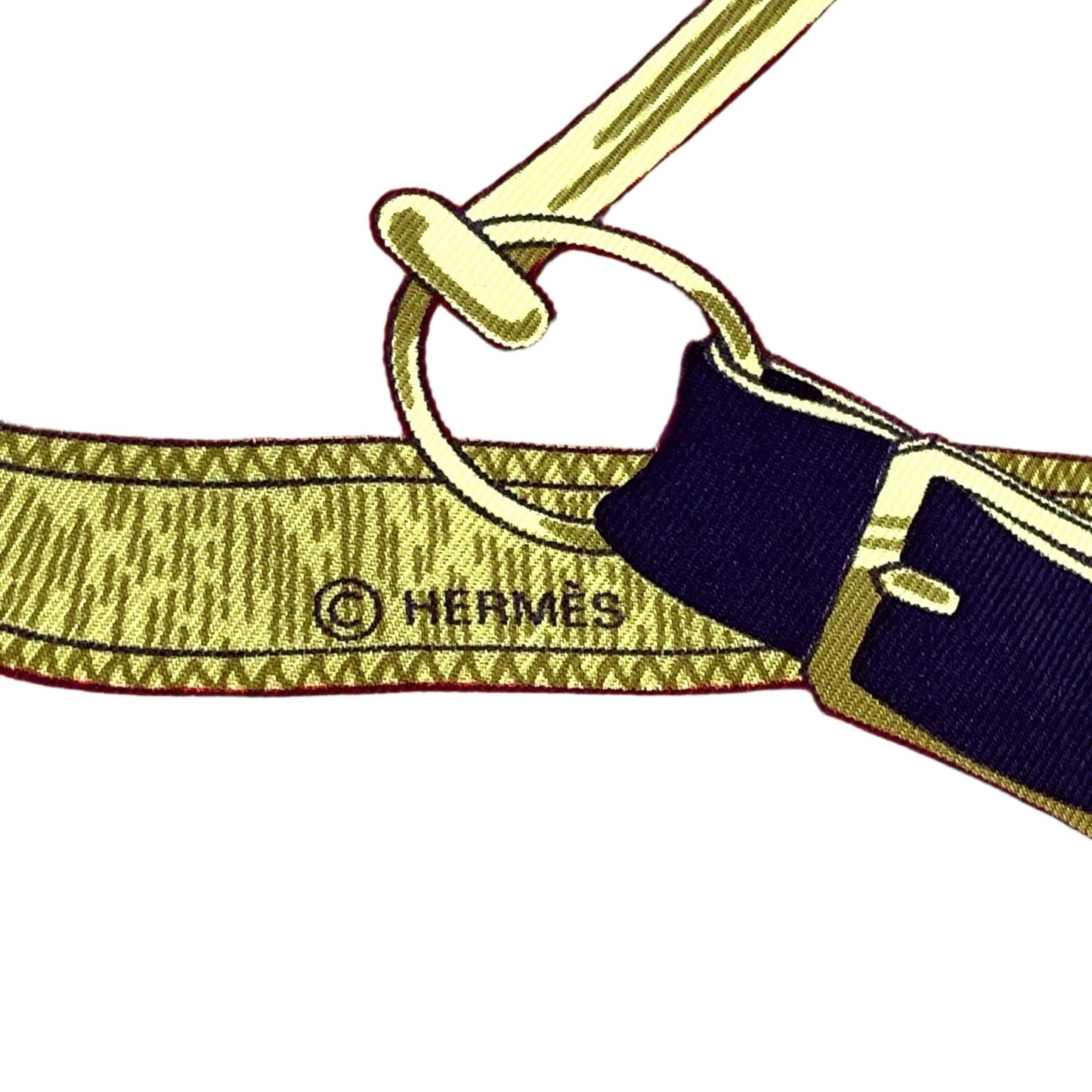 Hermes Carre 90 Apron Dole Non Repair Available Silk Yellow Navy Red Scarf — view 2