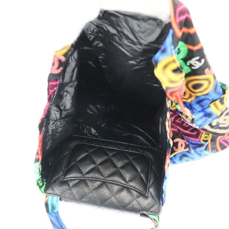 Chanel 21ss Caviar Skin&nylon 2way Bag Caviar Skin Nylon Shoulder Tote Bag