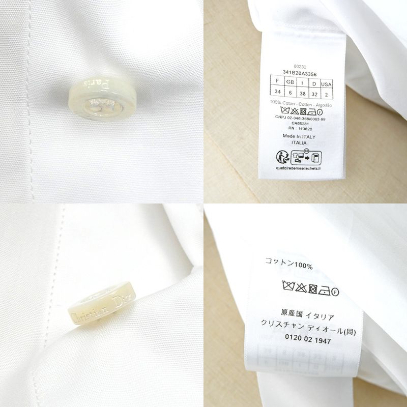 Dior Blouse No Color Bi-white 34 Hachi Logo Embroidery Long Sleeve