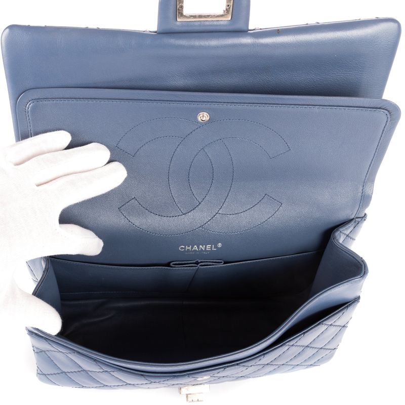 Chanel255 Double Flap Cobalt Calfskin Leather A