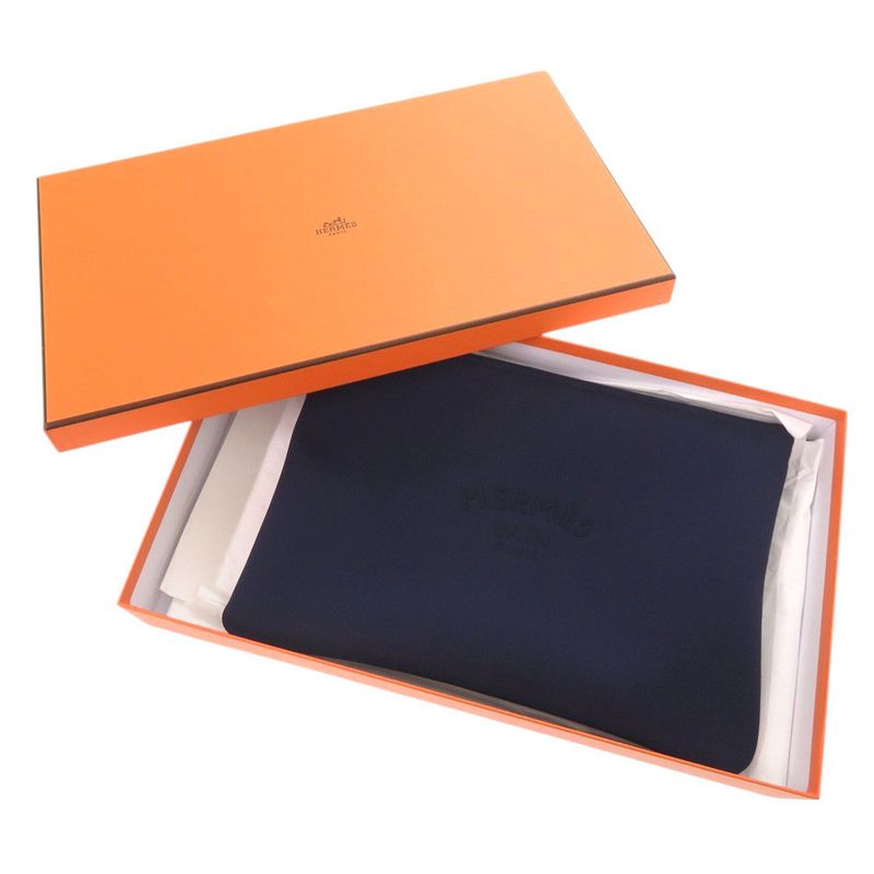 Hermes Neobain MM Nylon Polyurethane Blue Marine Pouch 0028 Hermes Men's