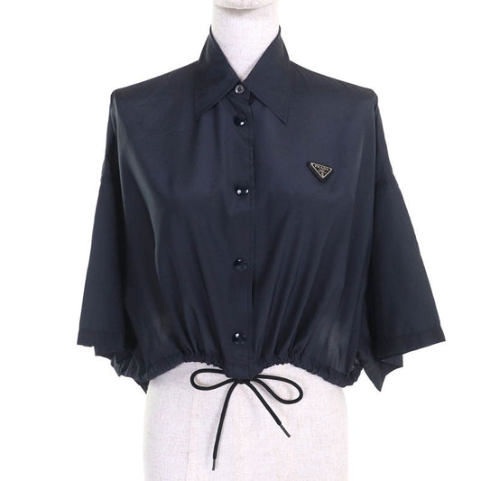 Prada 2021 P454f 100% Silk Triangle Logo Triangle Plate With Drawcord Short