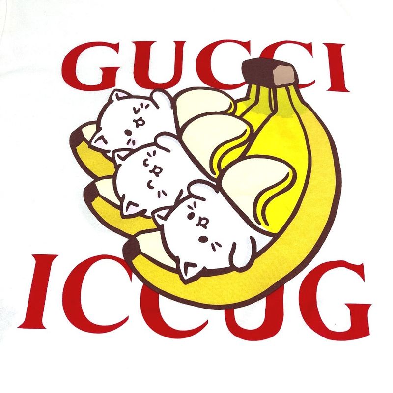 Gucci Short Sleeve T-shirt With Bananya Character 615044 Cotton White