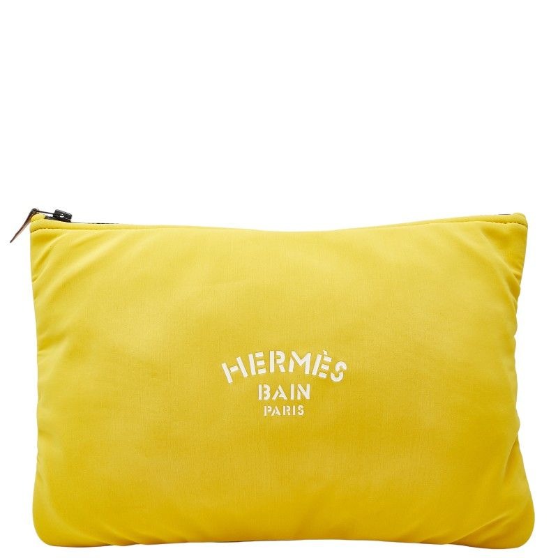 Hermes Trousse Flat Neobain GM Pouch Clutch Bag Yellow Polyamide Elastane