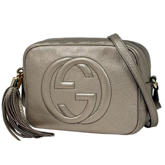 Gucci Soho Shoulder Bag Tassel Fringe Leather Gold