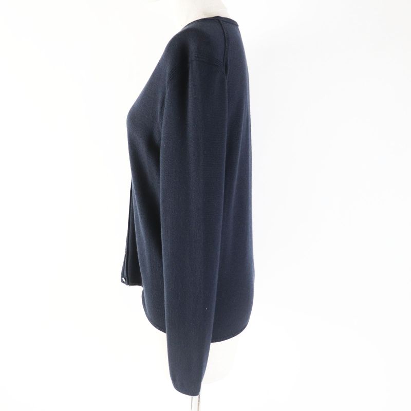 Hermes Cashmere Silk Long Sleeve Knit Cardigan With H Button Dark Navy 36 Made