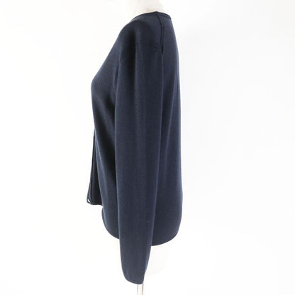 Hermes Cashmere Silk Long Sleeve Knit Cardigan With H Button Dark Navy 36 Made