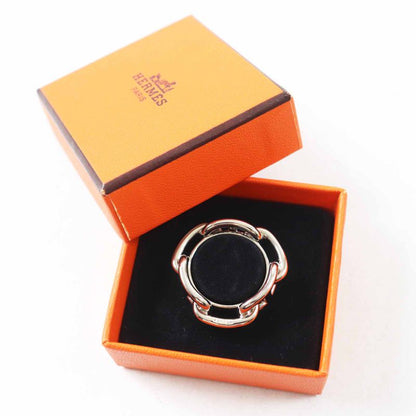 Hermes Lucade Chaine D'ancre Scarf Ring Metal Silver With Box Ladies