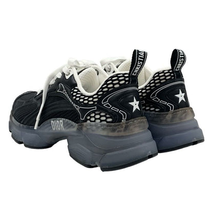 Christian DIOR Vibe Sneakers Shoes Leather Rubber Black White Black Logo Mesh