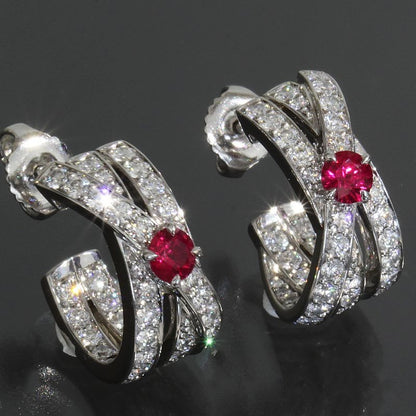 Harry Winston Geometric Ruby Diamond Earrings Earring Pt950 E1459
