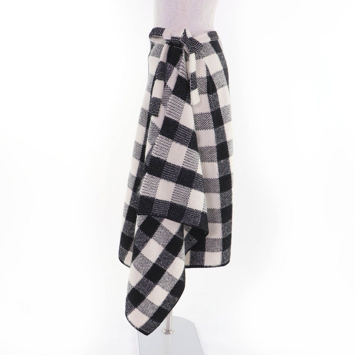 Dior Made Wool Alpaca Bee Embroidery Plaid Pattern Skirt — view 3