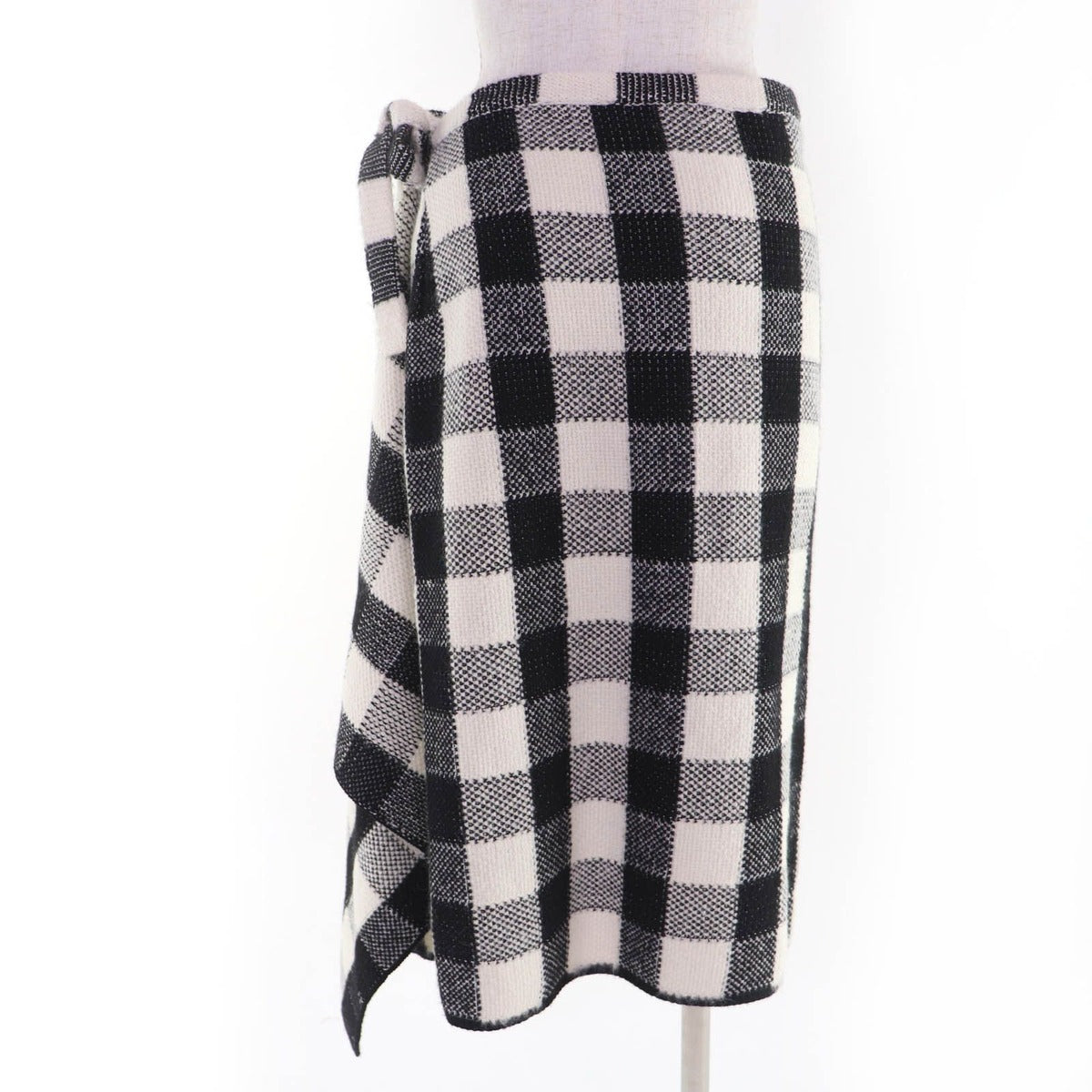 Dior Made Wool Alpaca Bee Embroidery Plaid Pattern Skirt — view 4