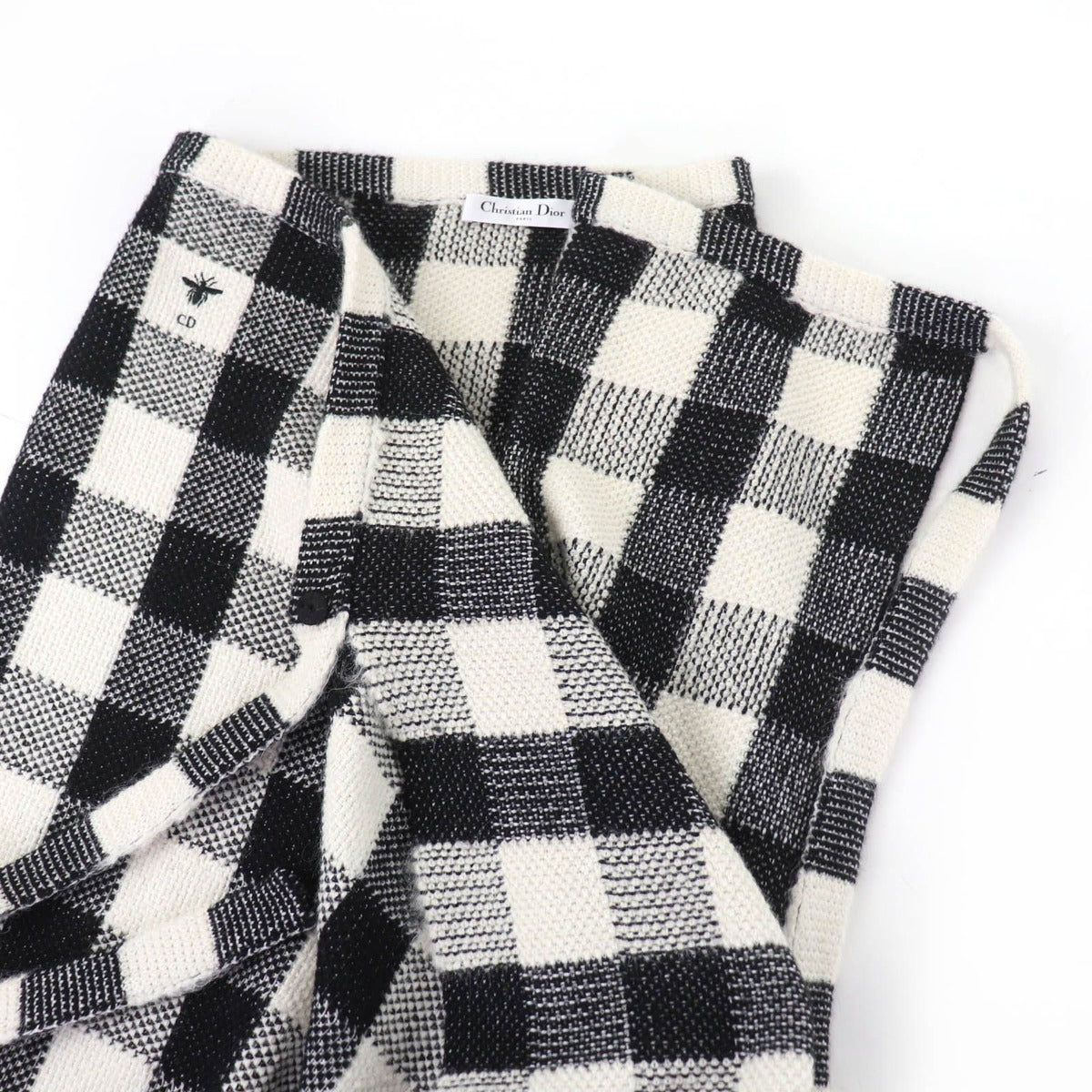 Dior Made Wool Alpaca Bee Embroidery Plaid Pattern Skirt — view 5