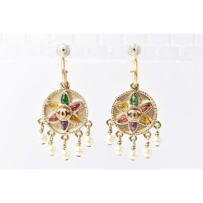 Chanel CC Mark Faux Pearl Gold Multicolor