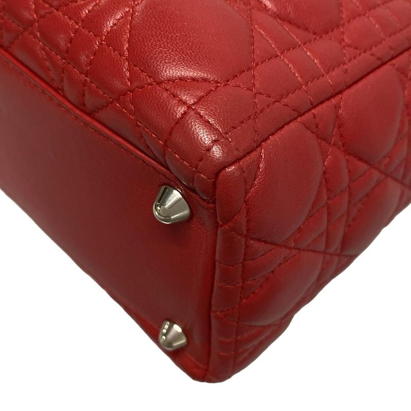 Dior/christian Dior Handbag Lady Dior Large Bag Red Leather
