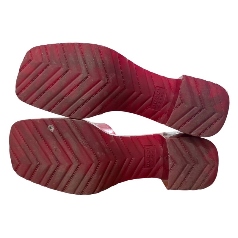 Gucci Rubber Logo Sandals 24.5cm (9.65in) Equivalent Red Women's Used