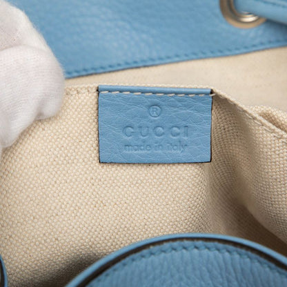 Gucci Bamboo Backpack 370833 Blue Black Leather Women's Gucci