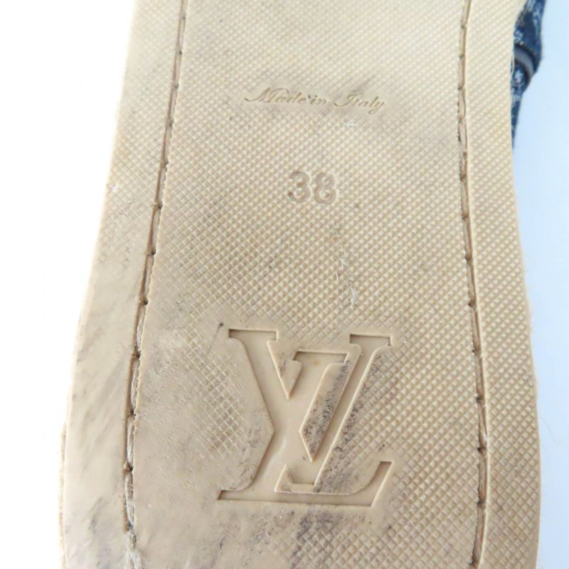 Louis Vuitton Monogram Denim Espadrille Flat Shoes Slip-on Indigo 36 Made In