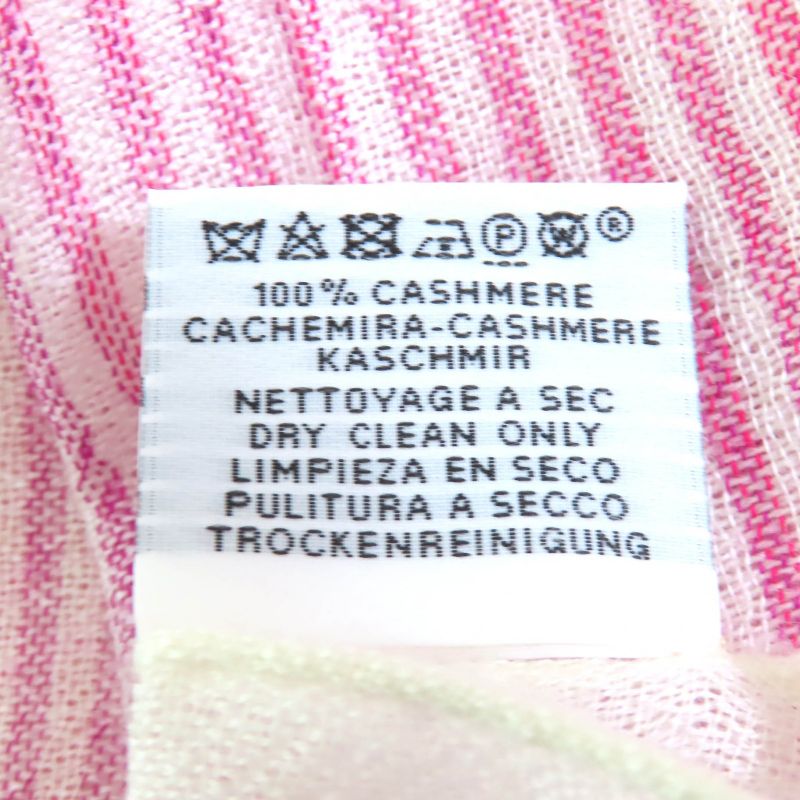 Hermes 100% Cashmere Multistripe Multicolor Mini Fringe Large Shawl Scarf