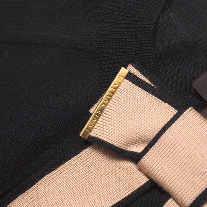 Louis Vuitton Knit Size XS Short Sleeves Sweater Top Ribbon Wool Black Pink
