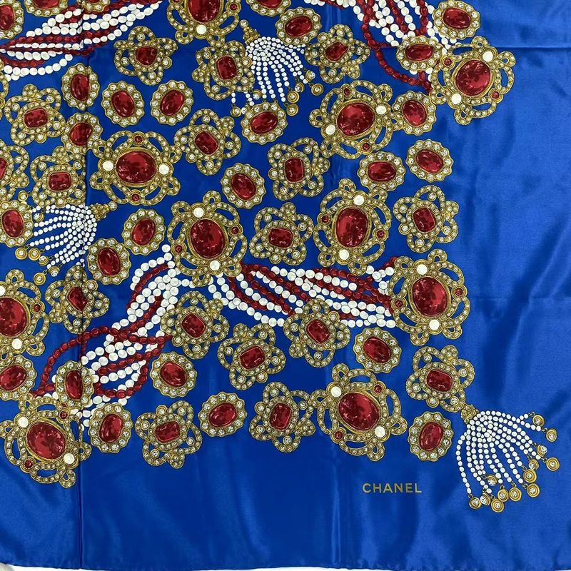 Chanel Extra Large 135x135cm (53.15in) Silk Scarf Jeweled Multicolor