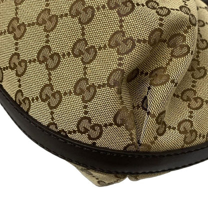 Gucci Tote Bag GG Pattern Scarlet 269953 Beige And Dark Brown Leather