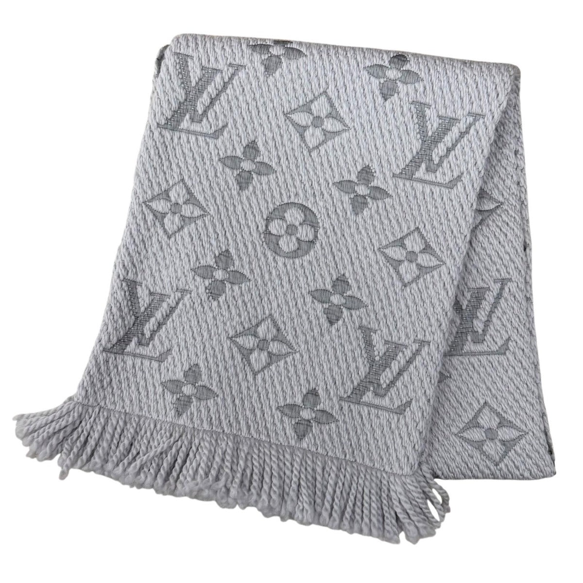Louis Vuitton Logomania Scarf Wool Silk Monogram with Fringe