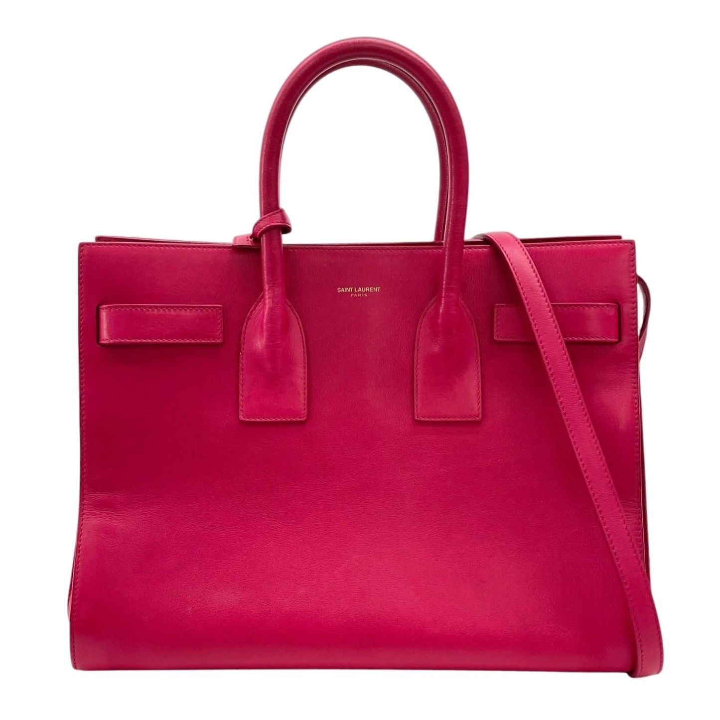 Saint Laurent Paris Sac de Jour Leather Pink Handbag Gold