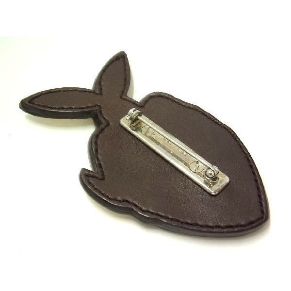 Prada Leather Fish Pin Brooch Badge Accessories Khaki — view 2
