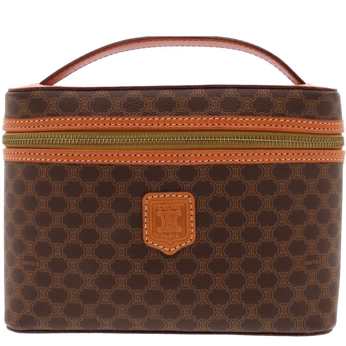 Celine Vanity Brown Leather Macadam Pouch Handbag