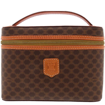 Celine Vanity Brown Leather Macadam Pouch Handbag