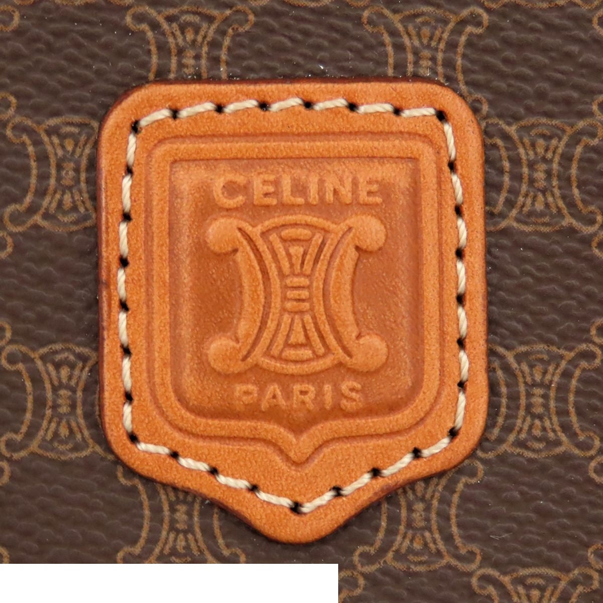 Celine Vanity Brown Leather Macadam Pouch Handbag — view 5