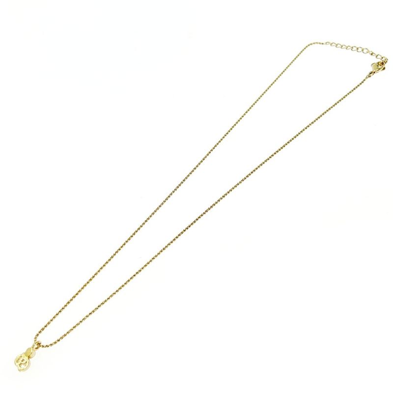 Christian Dior GP Rhinestone CD Logo Necklace Women's Gold 478557 Necklace