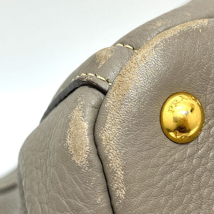 Prada Tote Bag Logo Canapa Bn1872 Leather Gray