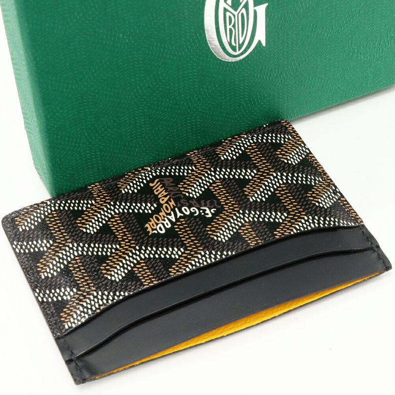 Goyard Card Case Pass Case Saint-sulpice PVC Canvas Black And Yellow Stsulppmlty