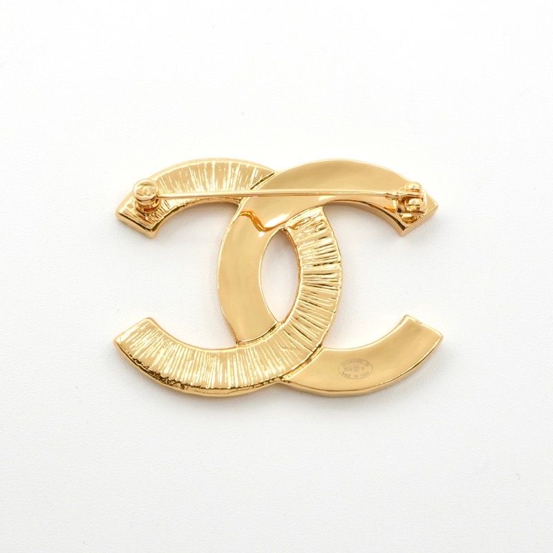 Chanel Brooch Corsage Gold Black Here Mark