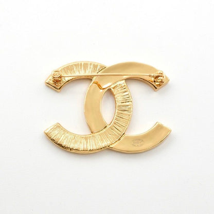 Chanel Brooch Corsage Gold Black Here Mark