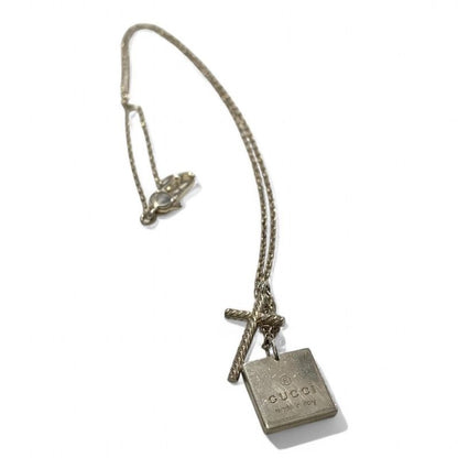 Gucci Cross Circle Plated Double Necklace Silver 925