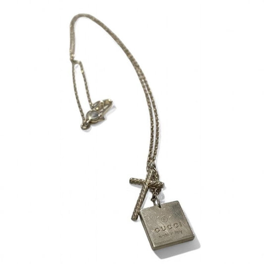 Gucci Cross Circle Plated Double Necklace Silver 925