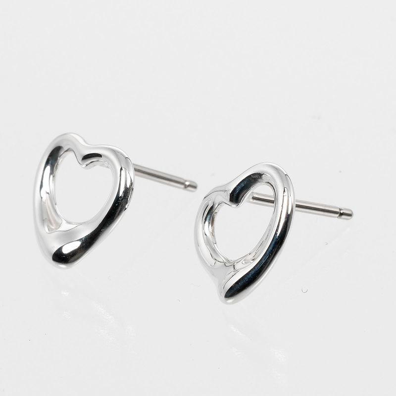 Tiffany & Co Open Heart Silver 925 Ladies 1.87g Earrings