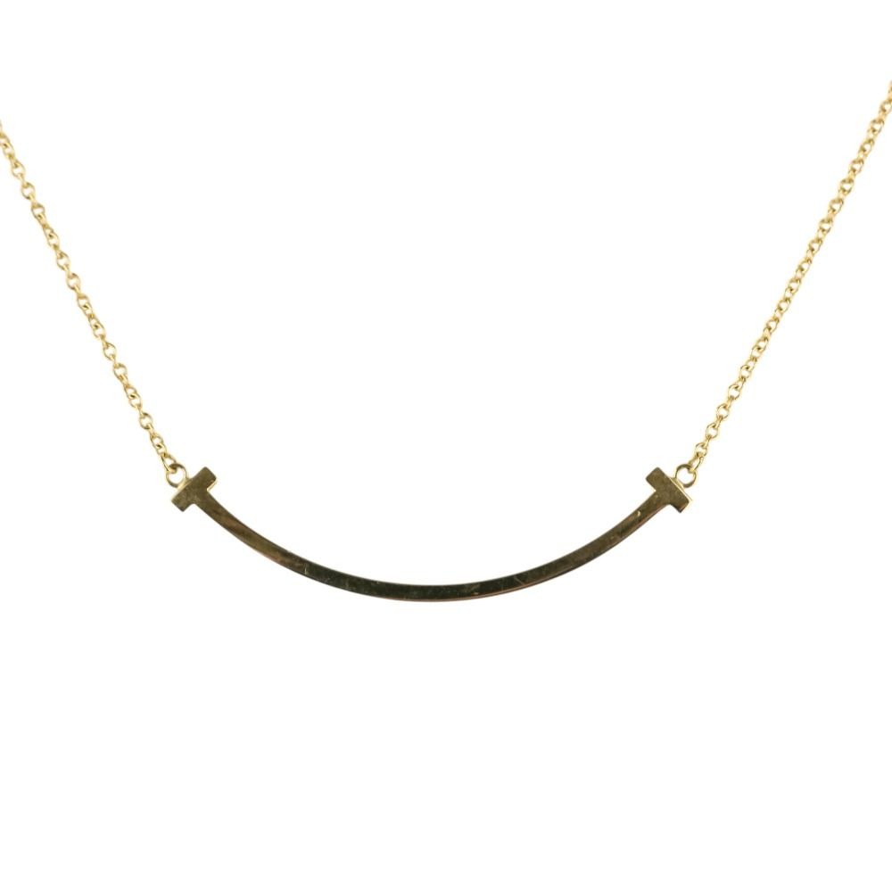 Tiffany & Co T Smile Small Necklace 750 18k Yellow Gold