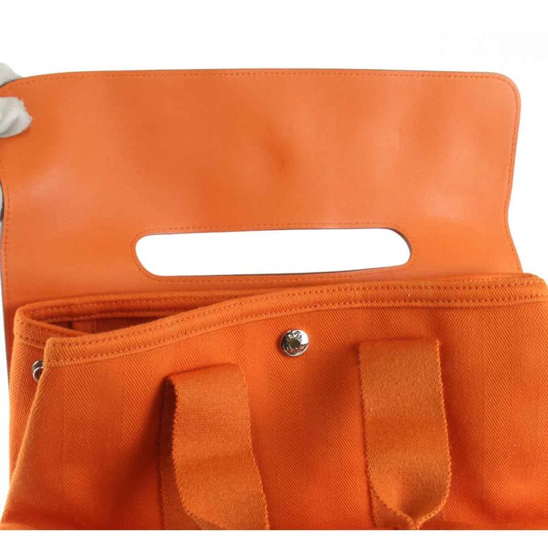 Hermes Valparaiso PM □P Engraved Handbag Leather / Canvas Orange
