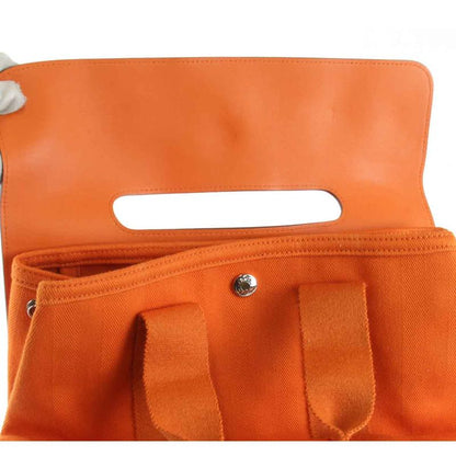 Hermes Valparaiso PM □P Engraved Handbag Leather / Canvas Orange