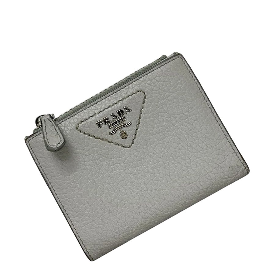 Prada Bifold Wallet Gray Vitello Daino Leather